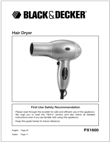 Black Decker Px1600 Instruction Manual Manualzz