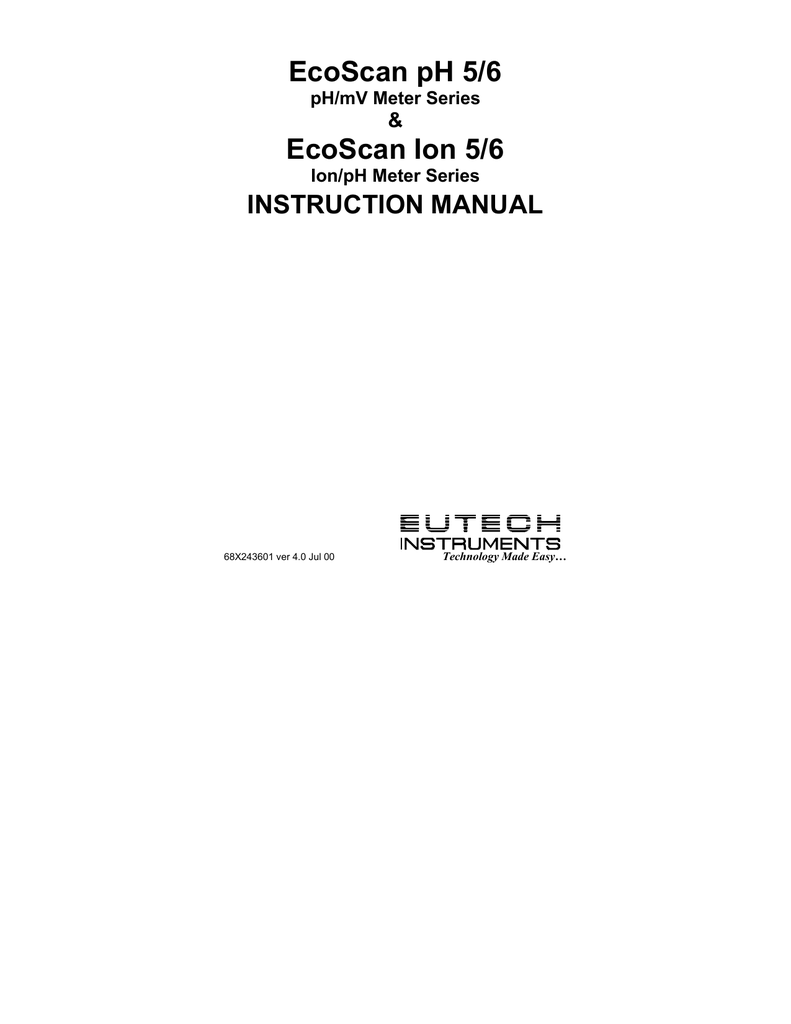 EcoScan pH 5/6 EcoScan Ion 5/6 | Manualzz