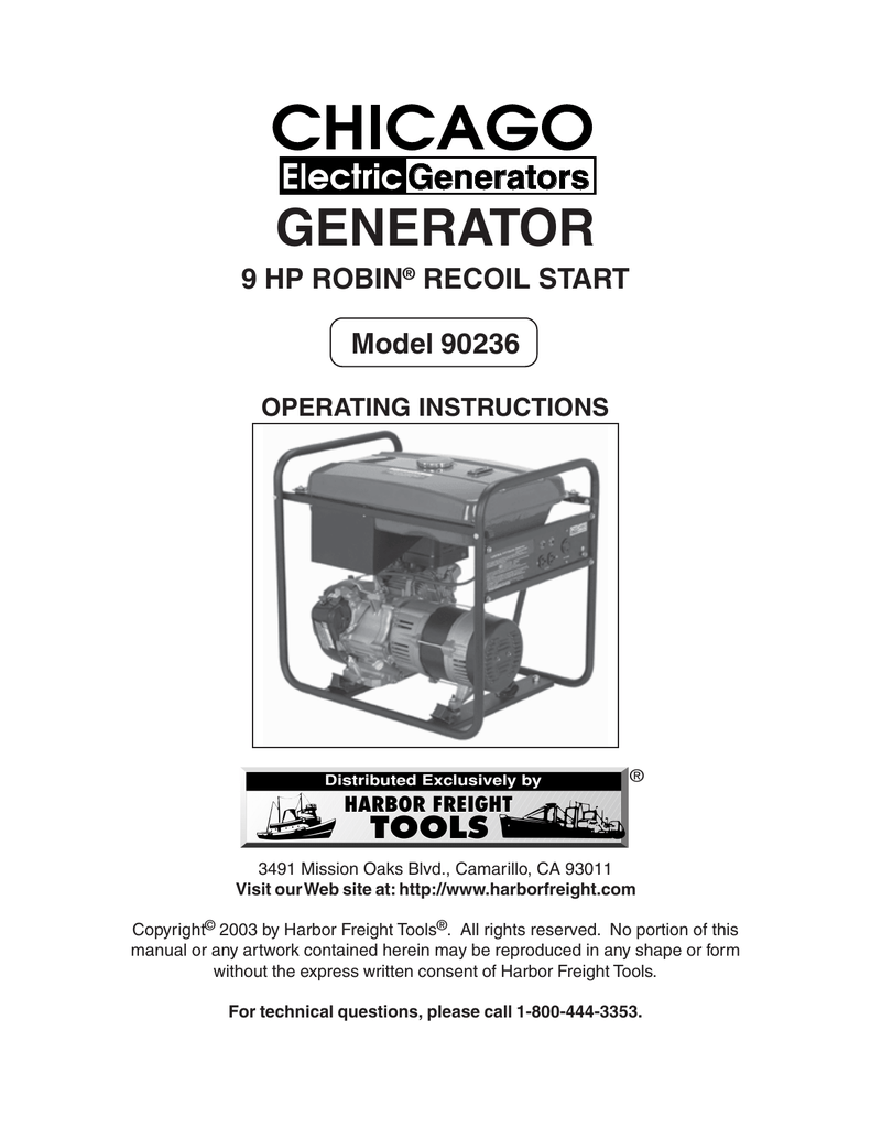 Chicago Electric Generator Parts Manual Reviewmotors.co