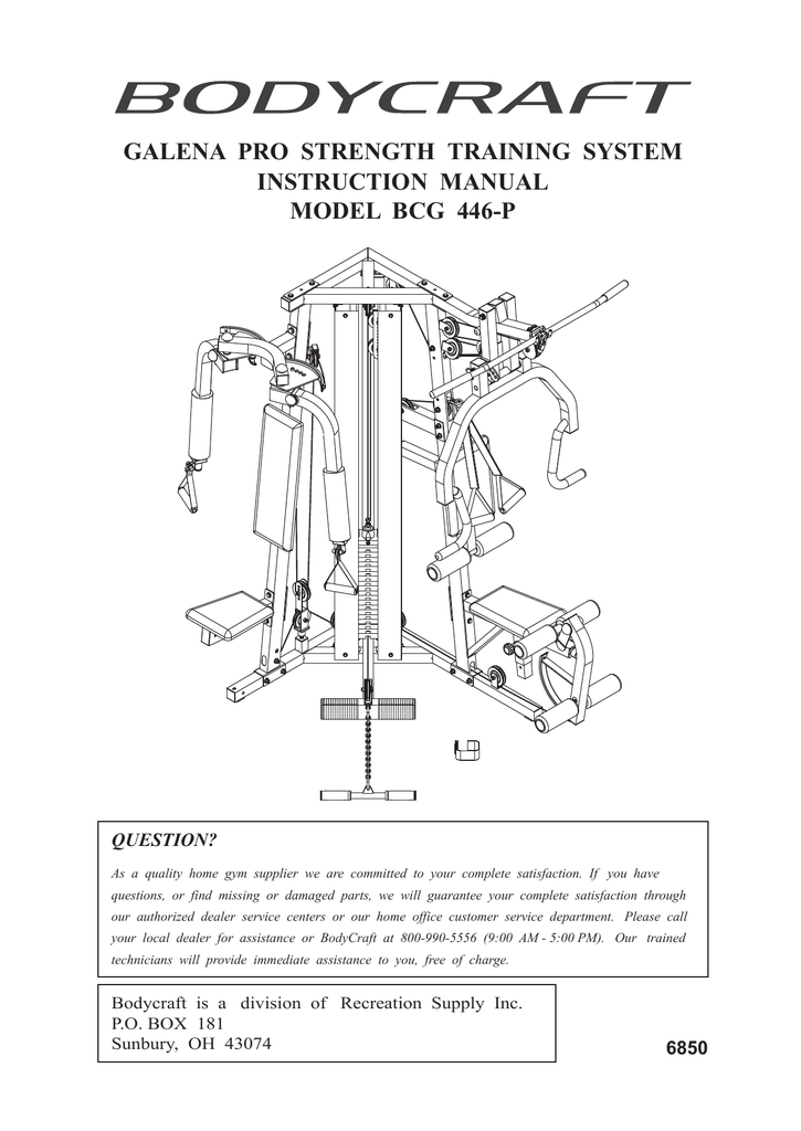 Bodycraft Galena Workout Chart