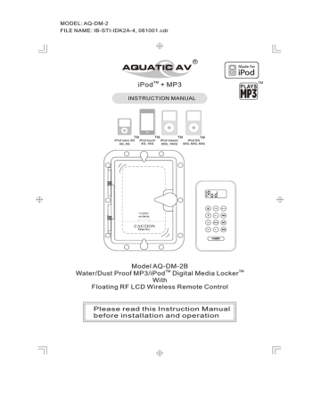 Aquatic AQ-DM-1R Instruction manual | Manualzz