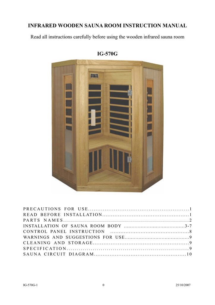 Saunatec Infared Wooden Sauna Room Ig 570g Instruction Manual Manualzz