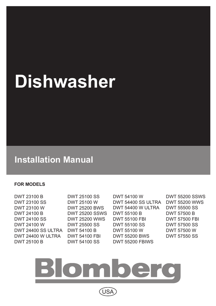 Blomberg DW 24100 B Installation manual Manualzz