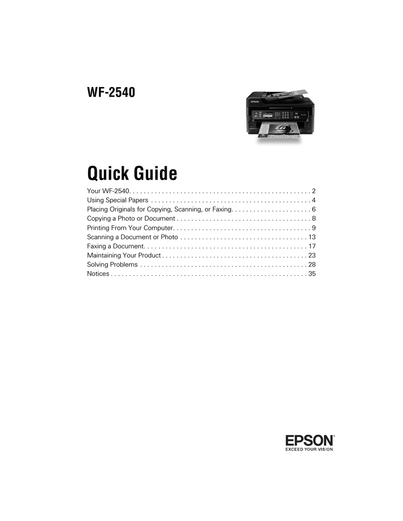 Epson Workforce Wf 2540wf User`s Guide Manualzz 7439