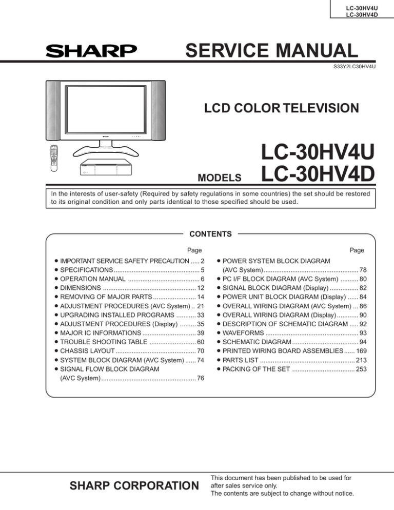 Sharp Lc C4655u Aquos Liquid Crystal Television Service Manual Manualzz