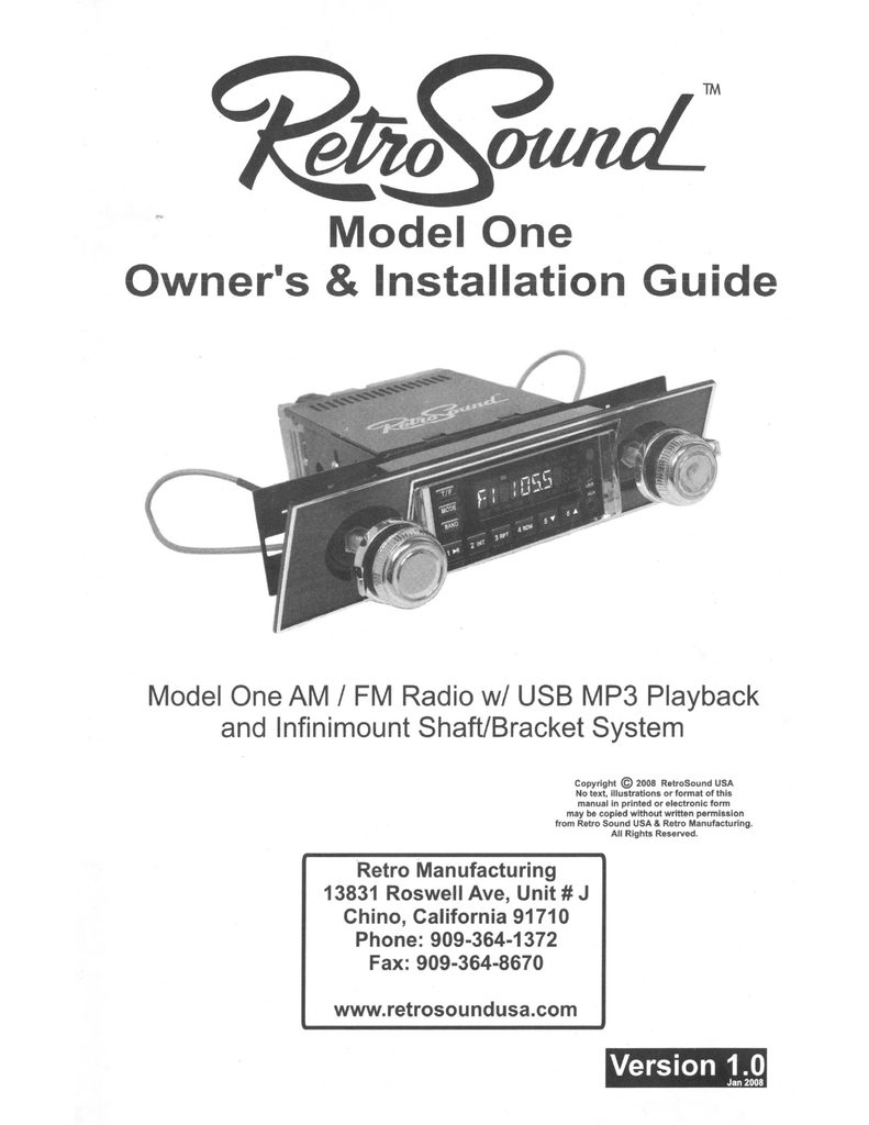 RetroSound Model One Installation guide Manualzz
