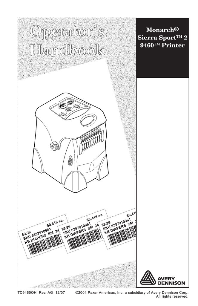 Avery Dennison Monarch 9460 Instruction manual Manualzz