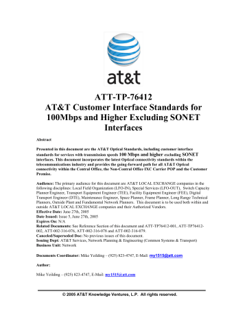 Att Tp 76412 At T Customer Interface Standards For 100mbps Manualzz