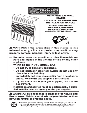 Procom MD100TBA Installation manual | Manualzz