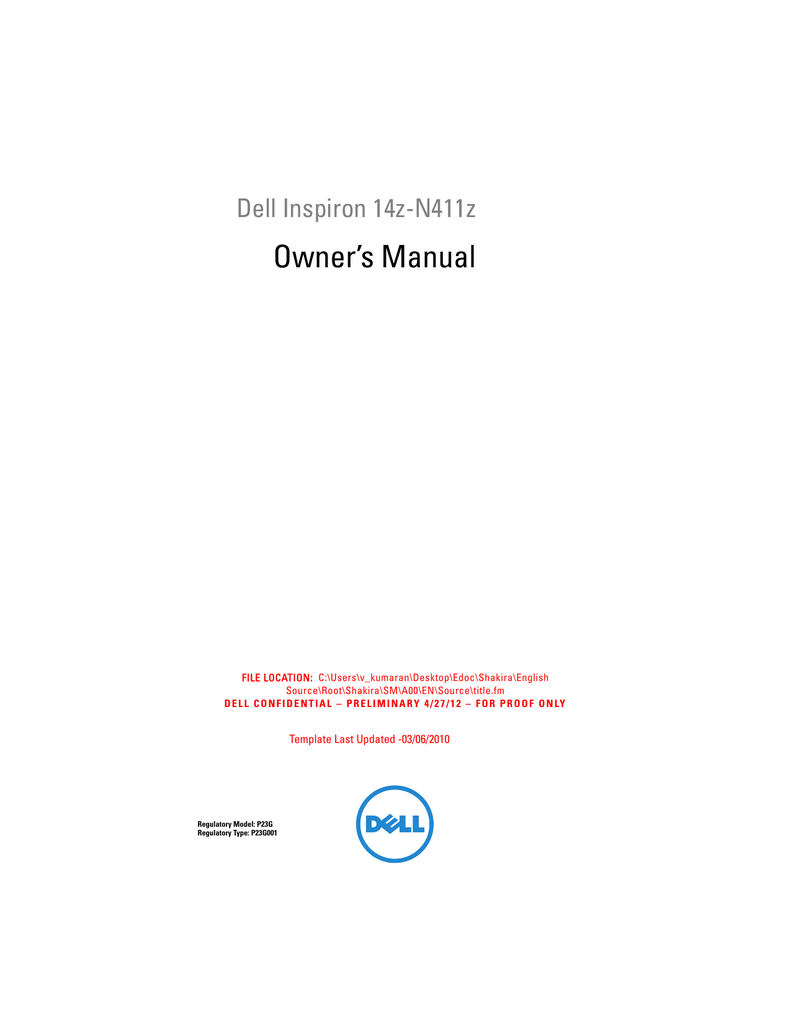 Dell Inspiron N411z Owner`s Manual Manualzz 7296