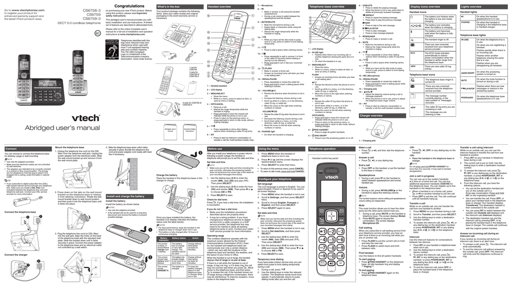 VTech CS6759-3 User`s manual | Manualzz
