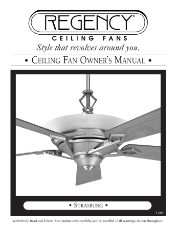 Regency Fan Strasburg Owner`s manual 