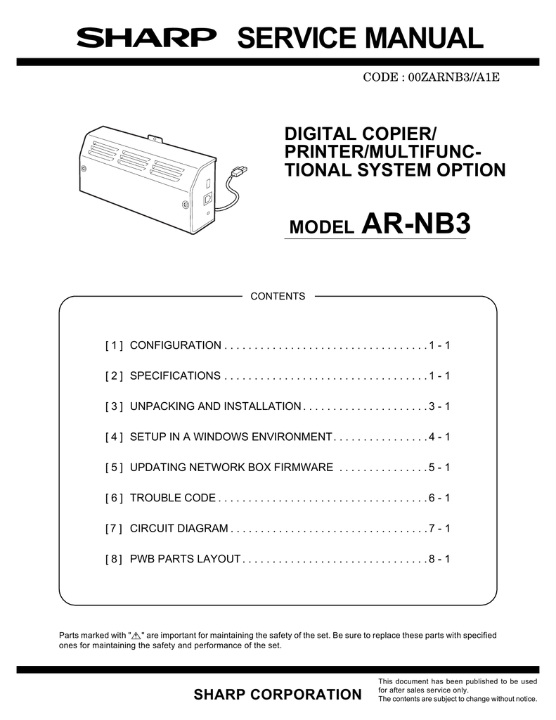 Sharp Ar Nb3 Service Manual Manualzz