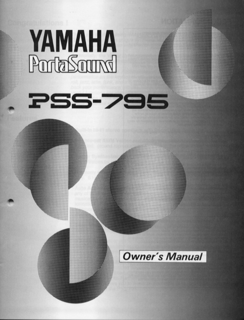 Yamaha Pss 795 Owner S Manual Manualzz