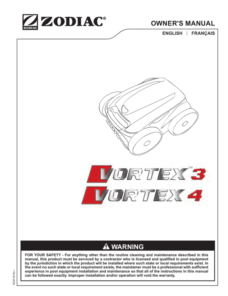 Zodiac Vortex 3 Owner`s manual Manualzz