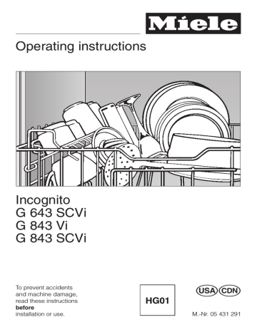 Miele G843SCVI Dishwasher Operating instructions | Manualzz