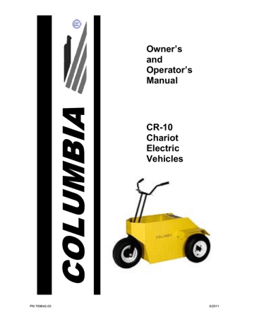 Columbia CR-10 Chariot Operator`s manual | Manualzz