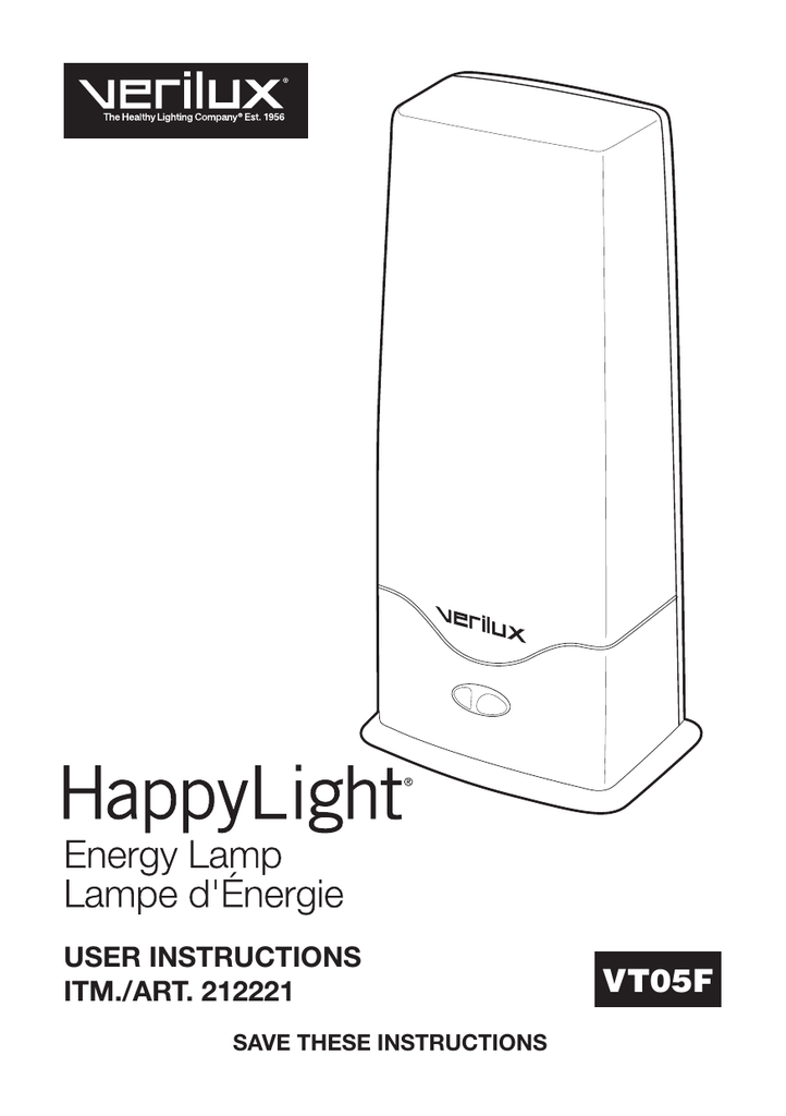 instructions for verilux happy light