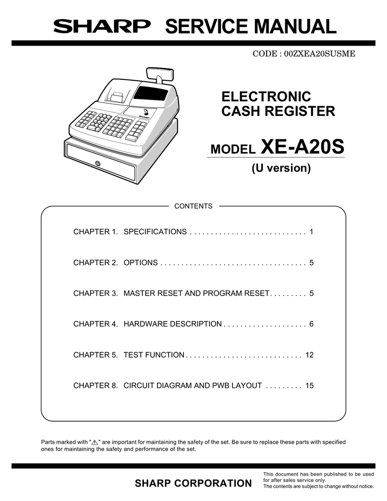 Sharp Xe A21s Manual