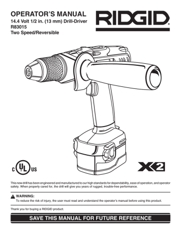 RIDGID R83015 Operator`s manual | Manualzz