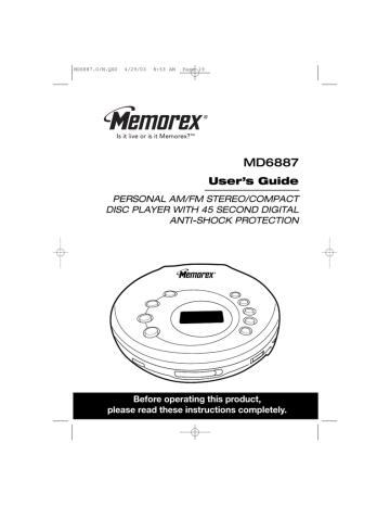 Memorex MD6887 User`s guide | Manualzz