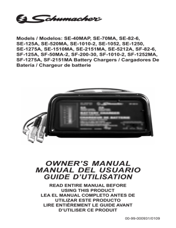 Schumacher Electric SE-1275A Owner`s manual | Manualzz