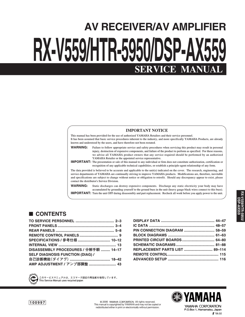 Yamaha Htr 5950sl Service Manual Manualzz