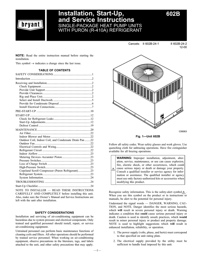 Bryant 602B Instruction manual | Manualzz