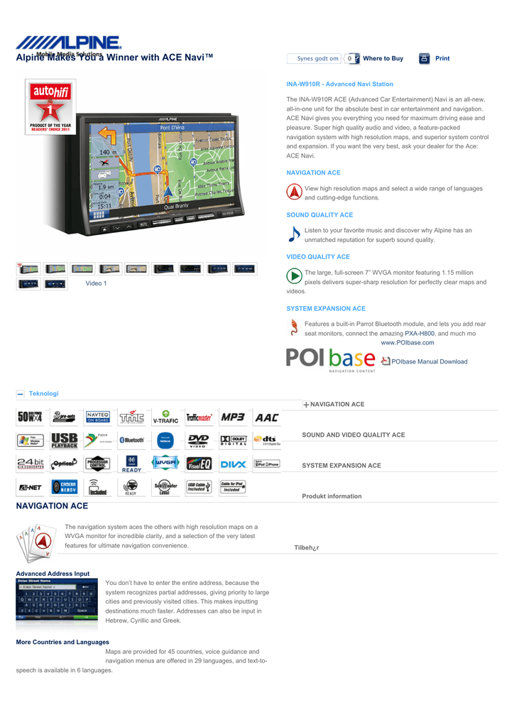 Ale Ina W910r Specifications Manualzz