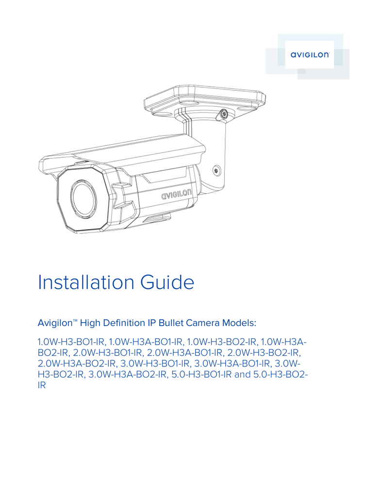 Avigilon H3BO1IR Installation guide Manualzz