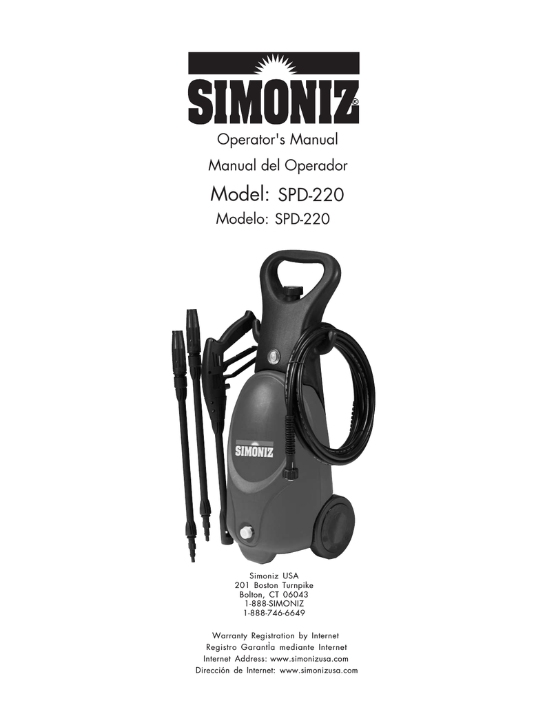Simoniz Spd 220 User Manual Manualzz