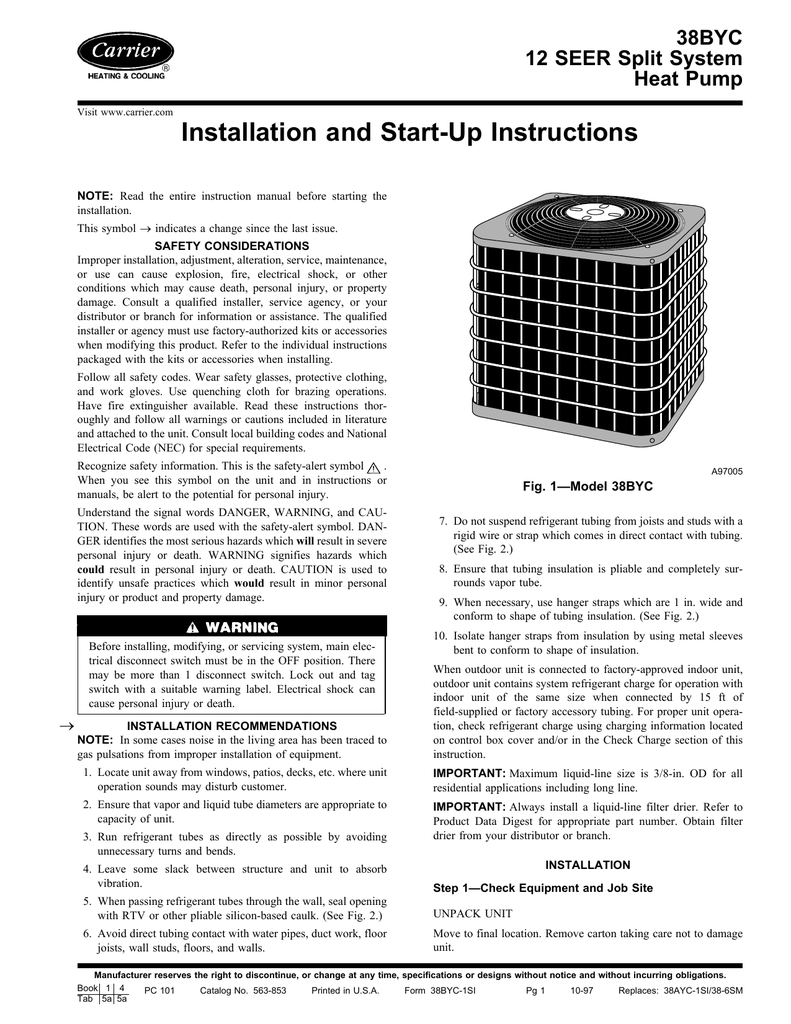 Carrier 38BYC Instruction manual | Manualzz