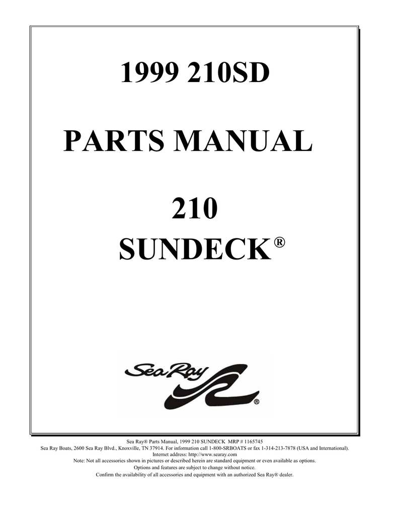 Sea Ray 210 Sundeck 1999 Parts Manual Rnr Manualzz