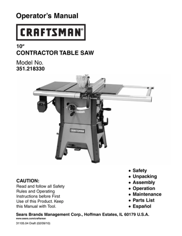 User manual | Craftsman 351.218330 Operator`s manual | Manualzz