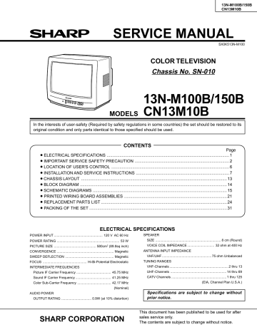 Sharp 13N-M100 Service manual | Manualzz