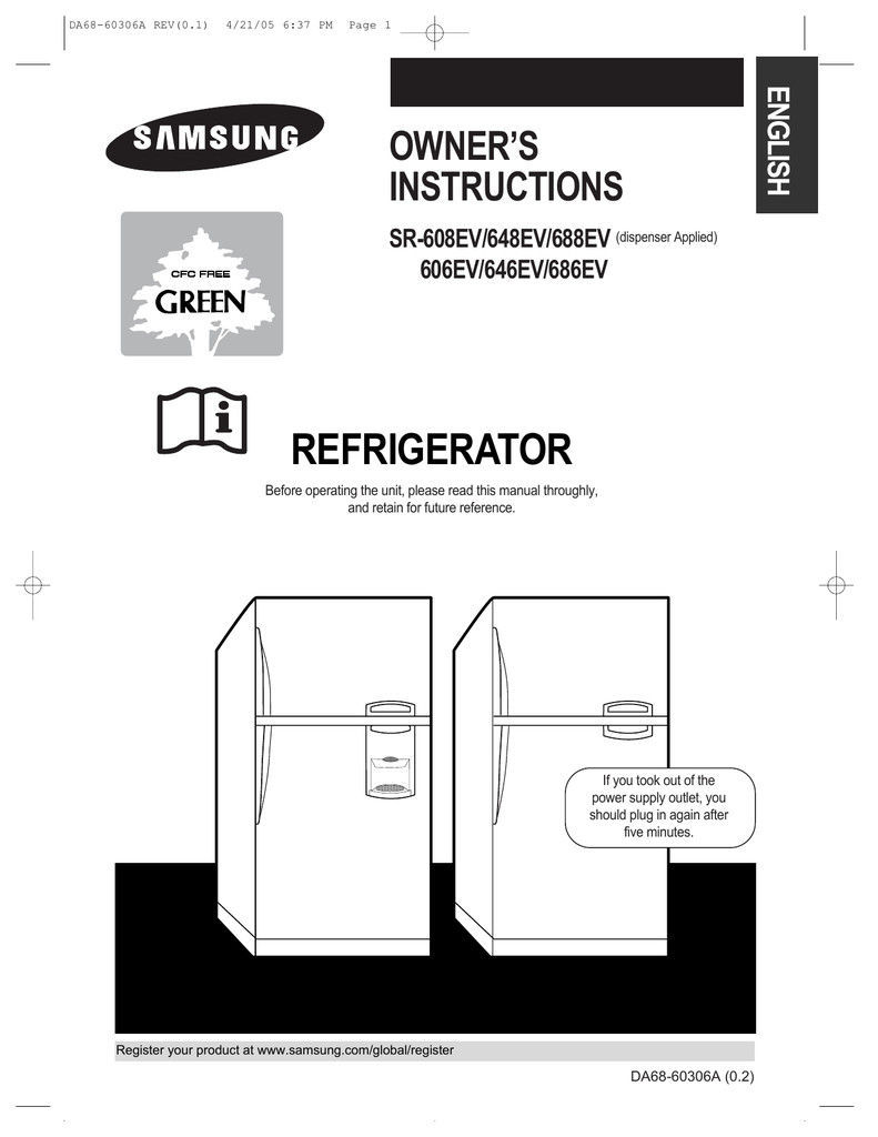 Samsung SR686EV Fridge User manual Manualzz