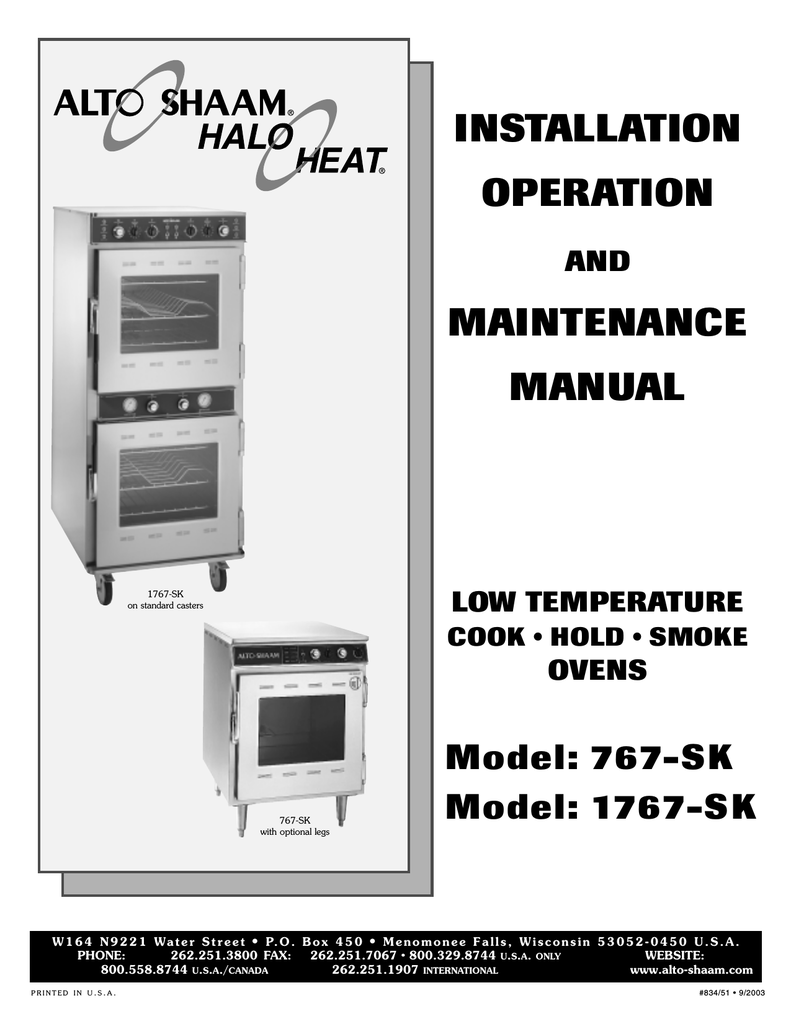 Alto-Shaam 1767-SK/III Service manual | Manualzz