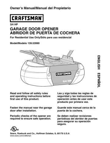 Craftsman 139.53990 Owner`s manual | Manualzz