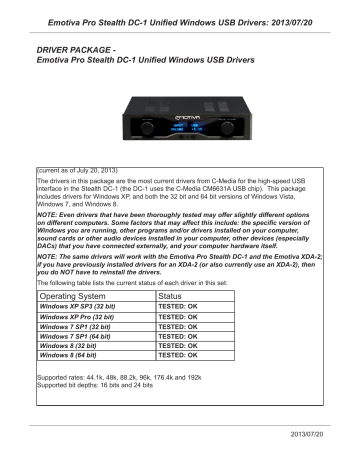 Emotiva Pro Stealth Dc 1 Unified Windows Usb Drivers 2013 07 Manualzz