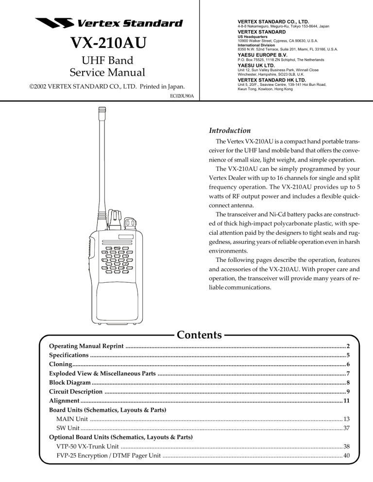 Vertex Standard Vx 210au Service Manual Manualzz