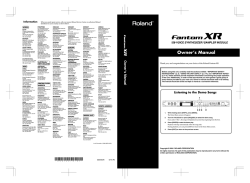 Roland Fantom Xr Owner S Manual User Manual