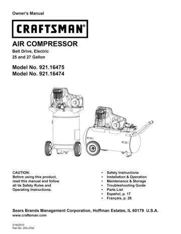 Craftsman 921.16474 Owner`s manual | Manualzz