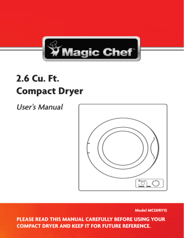 magic chef mcsdry1s parts list
