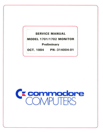 Commodore 1702 Service manual | Manualzz