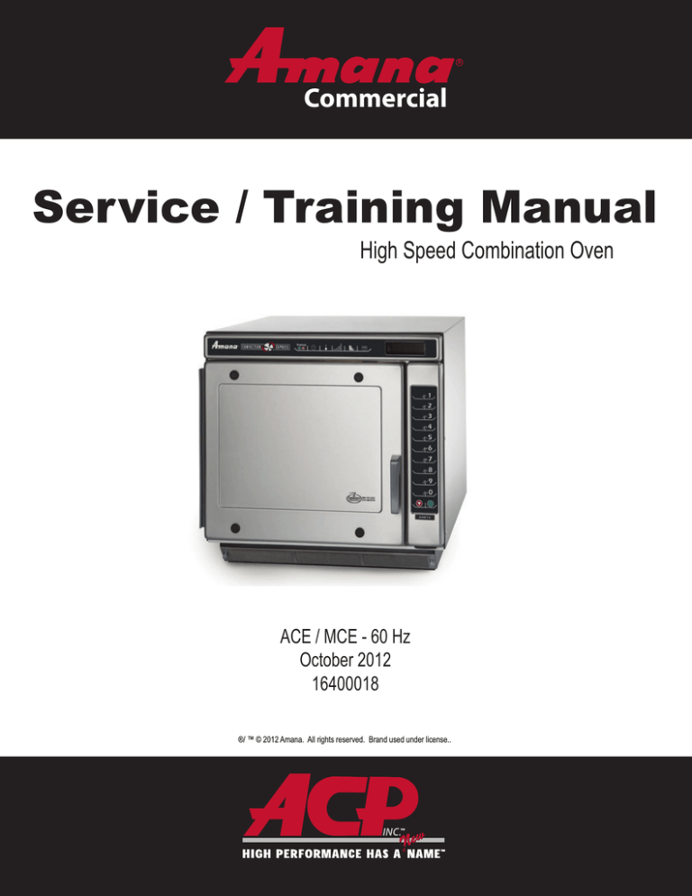 Amana Commercial Combination Oven Service manual Manualzz