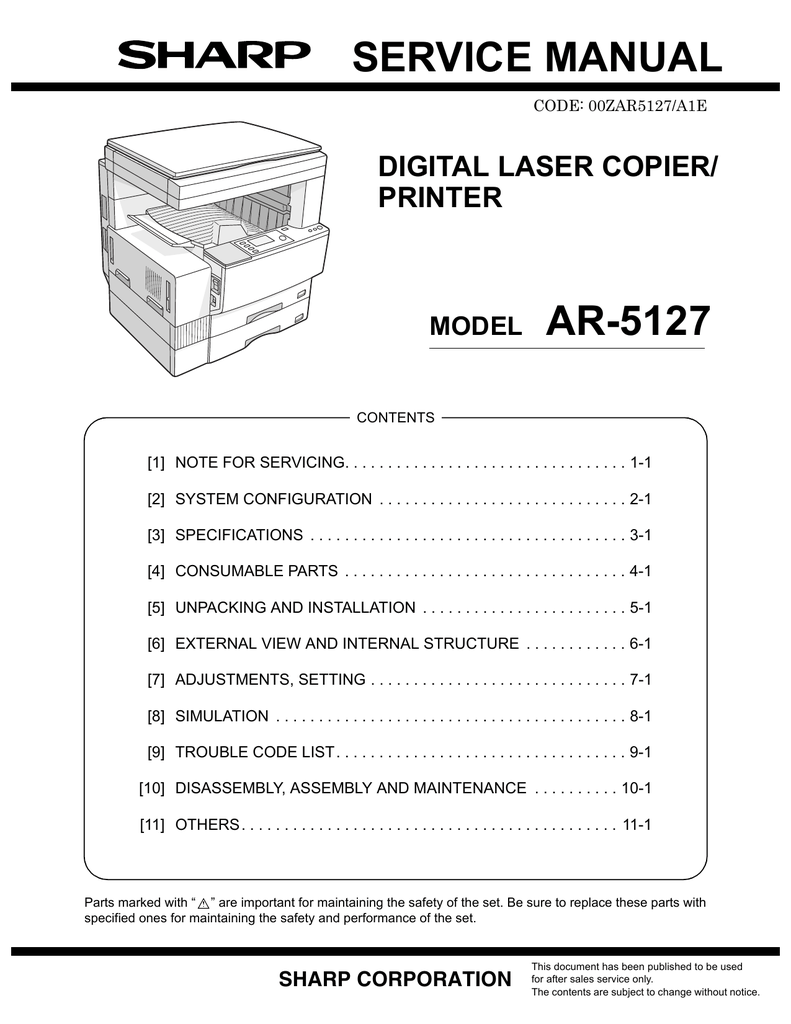 Sharp AR-5127 Service manual