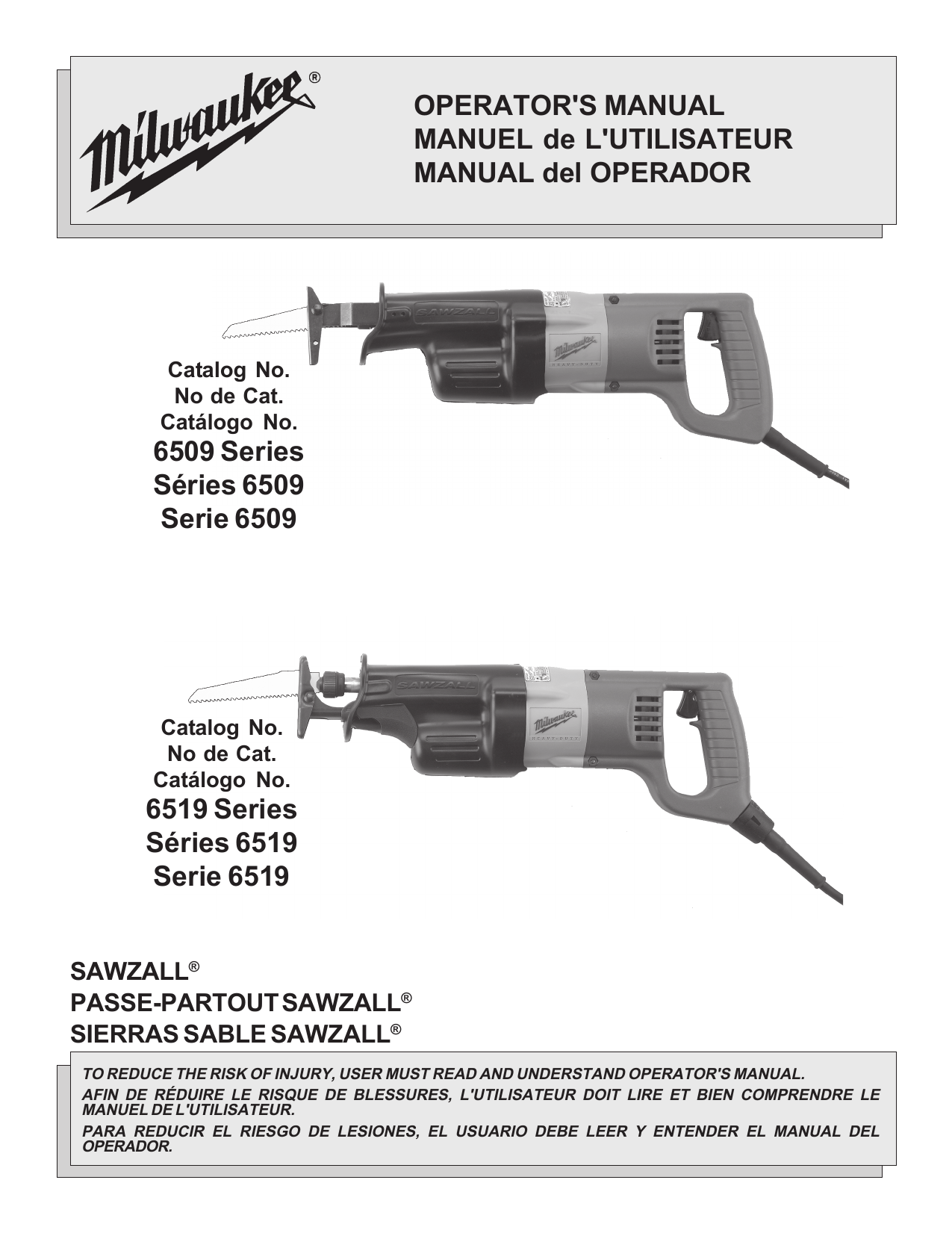 Milwaukee 6519 Series Operator`s manual | Manualzz