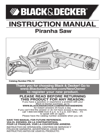 Black & Decker PSL12 Instruction manual | Manualzz