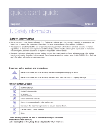 Samsung RF26HFENDSL/EM Quick Start Guide | Manualzz