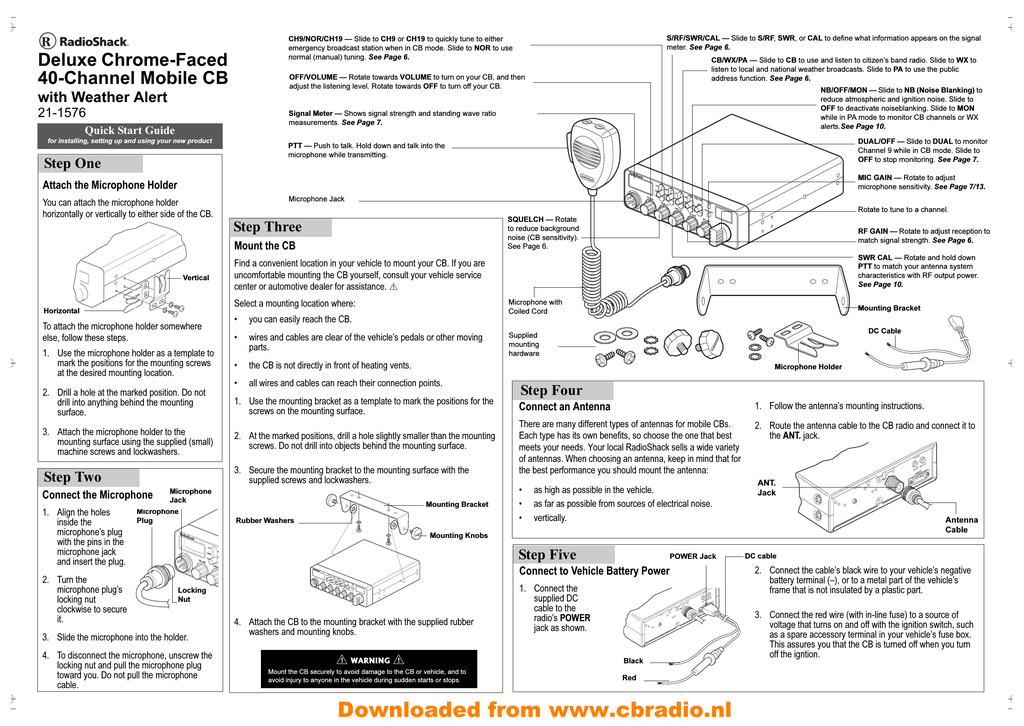 Radio Shack | TRC-447 | Quick start Guide | www.cbradio.nl: Manual Radioshack TRC | Manualzz Wiring Diagram For Realistic 447 Cb Radio Manualzz